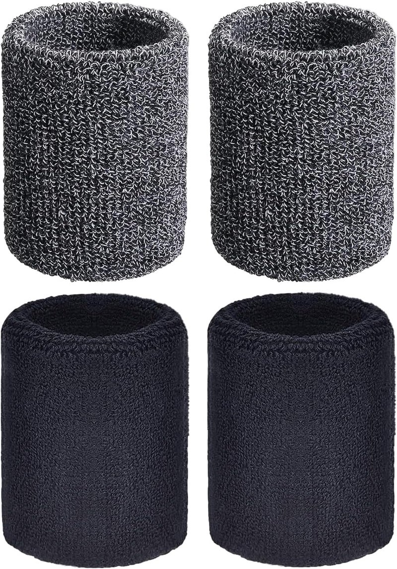 Magicorange 2 Pair Wrist Sweatbands Sports Wristbands for Men & Women, Sweat Absorbing Cotton Terry Cloth Wristband - Image 1